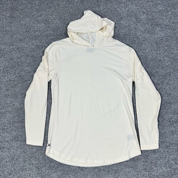 Cuts Long Sleeve Hooded Curve-Hem PYCA Pro Off White Tee Men’s Size XL - Picture 1 of 8